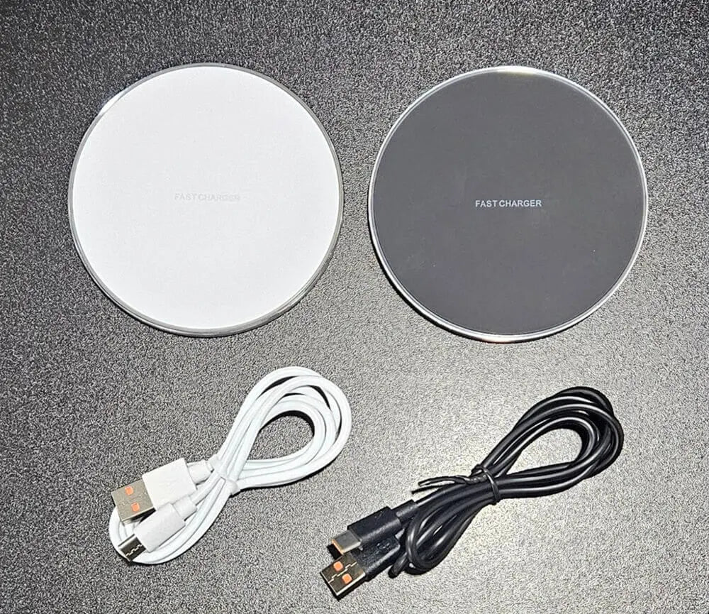 15W Wireless Charger Pad - Fast Charging - Both White and Black Variants - Qi-Compatible Charging Pads.