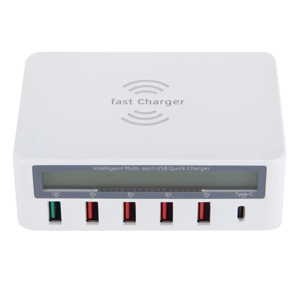 50W Fast Charging Station – QC 3.0, PD USB-C & Wireless Charging Hub | Power Up Your Devices