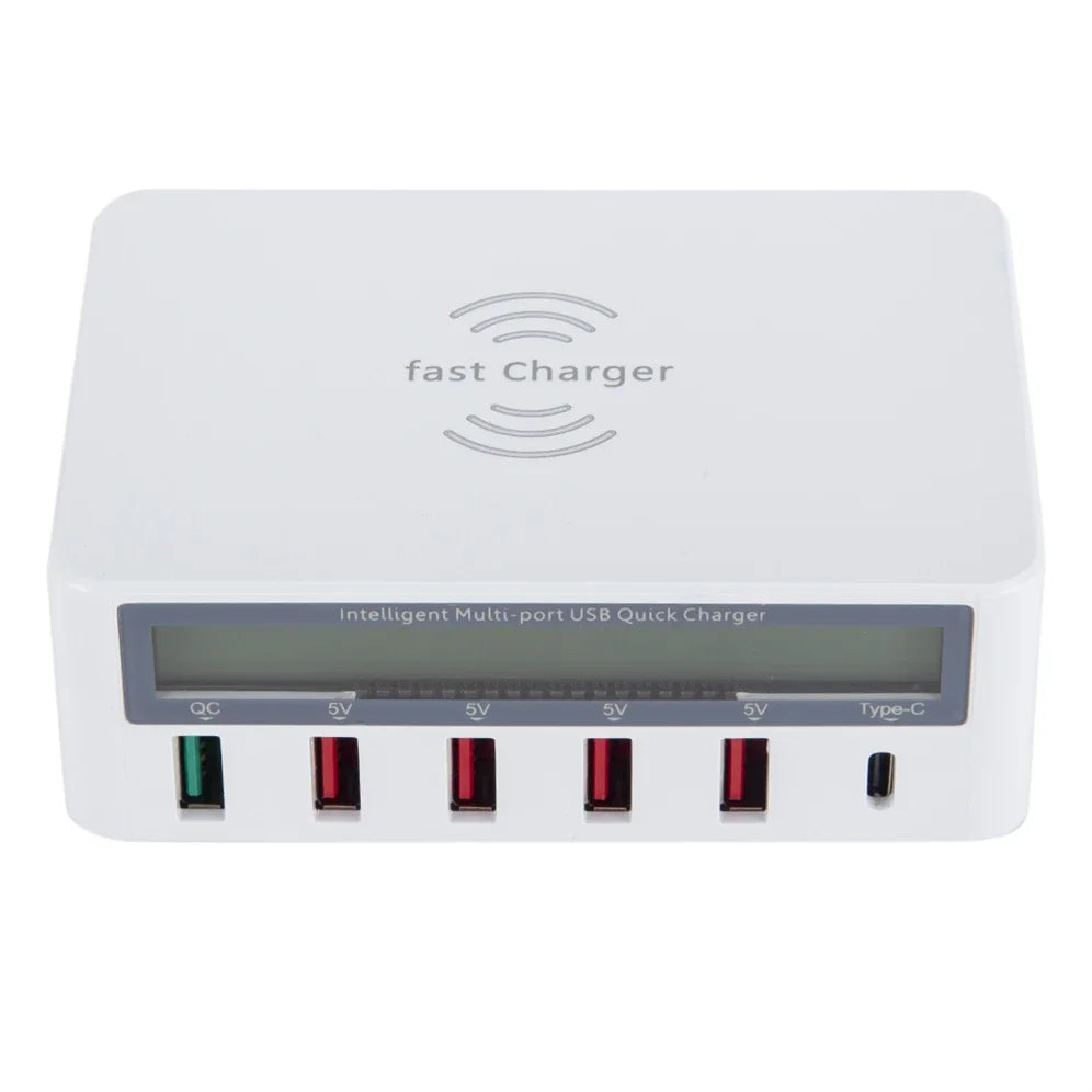 50W Fast Charging Station – QC 3.0, PD USB-C & Wireless Charging Hub | Power Up Your Devices