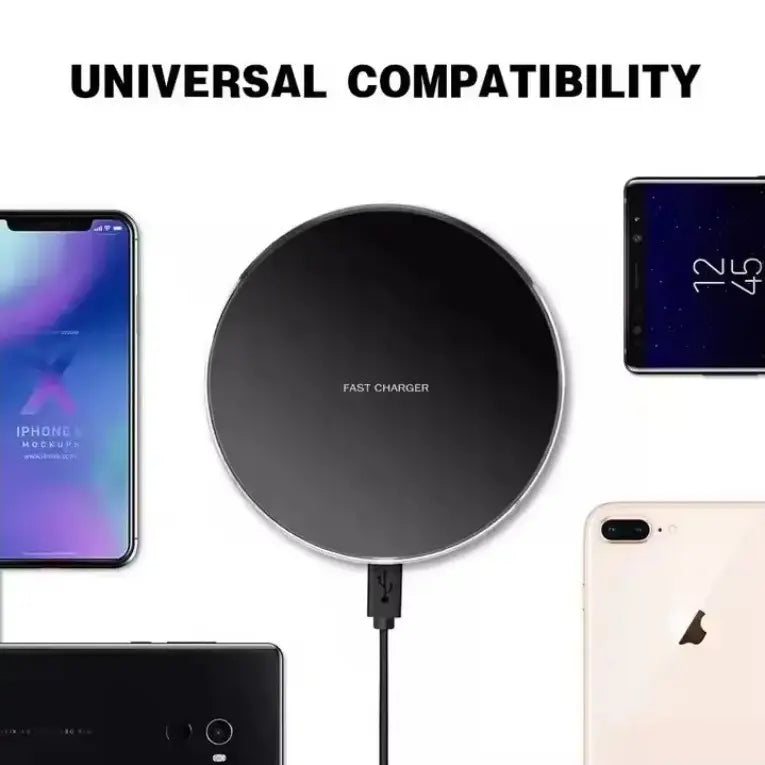 15W Wireless Charger Pad - Fast Charging for Multiple Devices - Qi-Compatible Charging Pad for Smartphones and Accessories.