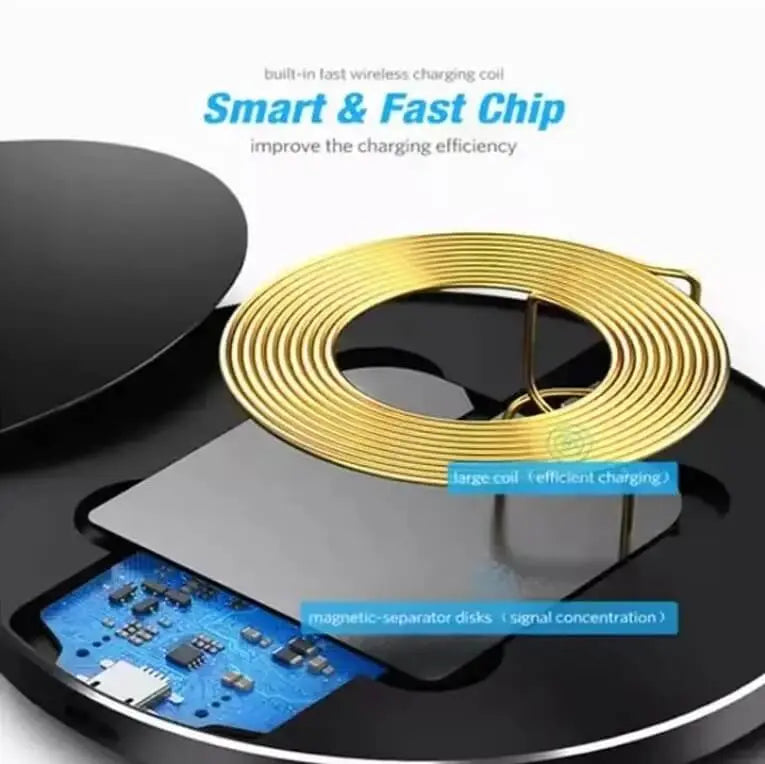 15W Wireless Charger Pad - Fast Charging with Smart Chip - Qi-Compatible Charging Pad for Efficient Power Delivery.